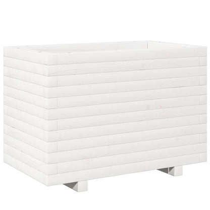 vidaXL Pflanzkübel Weiß 70x40x49,5 cm Massivholz Kiefer