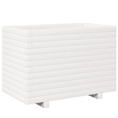 vidaXL Pflanzkübel Weiß 70x40x49,5 cm Massivholz Kiefer