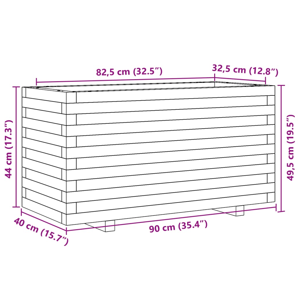 vidaXL Pflanzkübel Weiß 90x40x49,5 cm Massivholz Kiefer