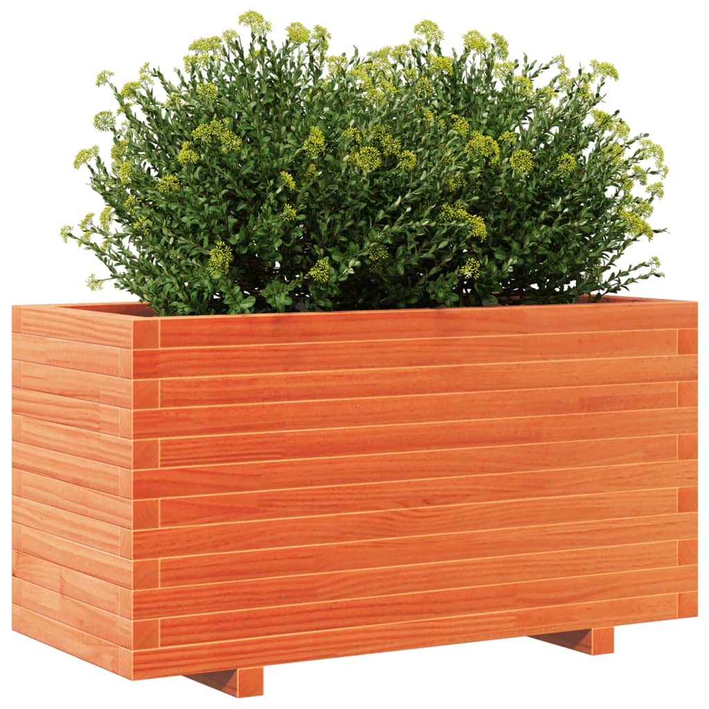vidaXL Pflanzkübel Wachsbraun 90x40x49,5 cm Massivholz Kiefer