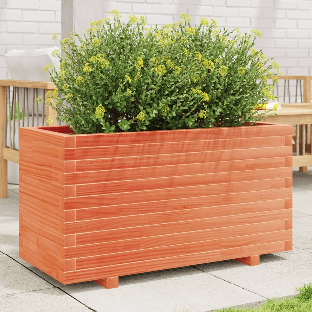 vidaXL Pflanzkübel Wachsbraun 90x40x49,5 cm Massivholz Kiefer