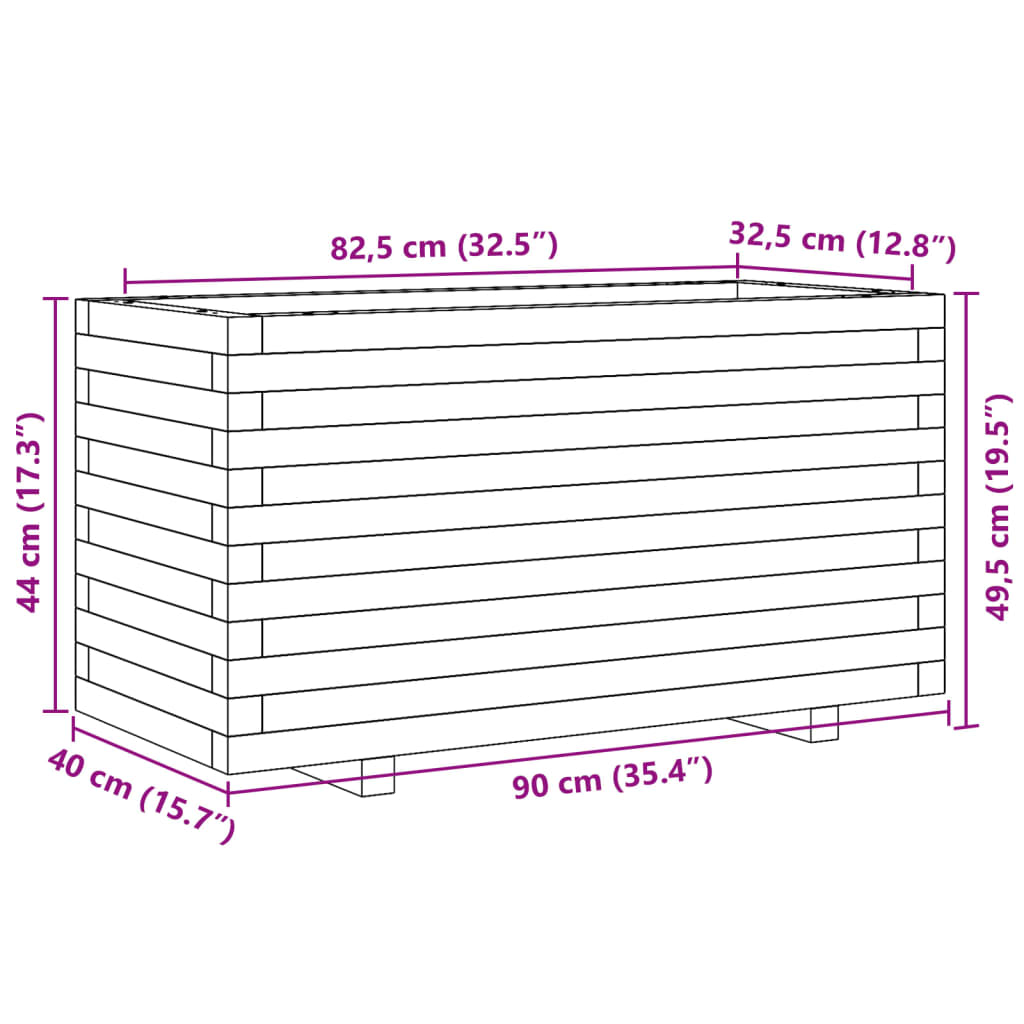 vidaXL Pflanzkübel 90x40x49,5 cm Massivholz Douglasie
