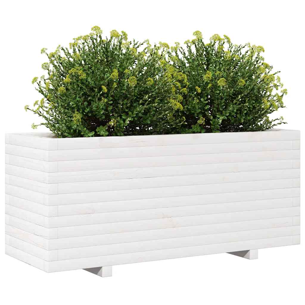 vidaXL Pflanzkübel Weiß 110x40x49,5 cm Massivholz Kiefer