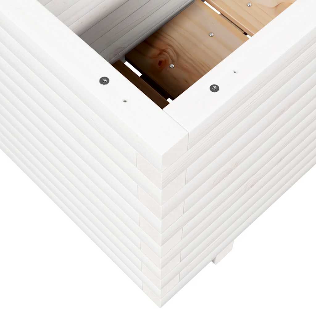 vidaXL Pflanzkübel Weiß 110x40x49,5 cm Massivholz Kiefer