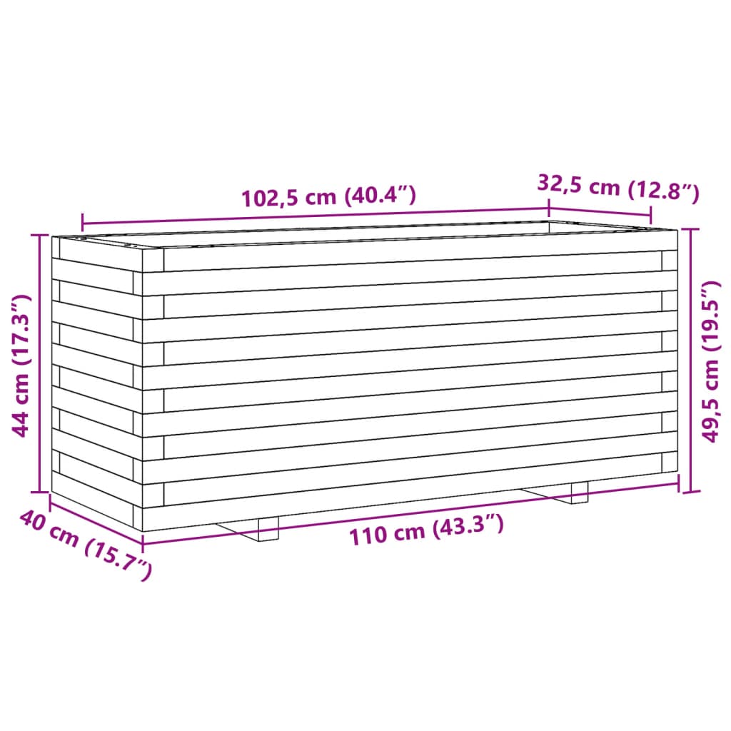 vidaXL Pflanzkübel Wachsbraun 110x40x49,5 cm Massivholz Kiefer