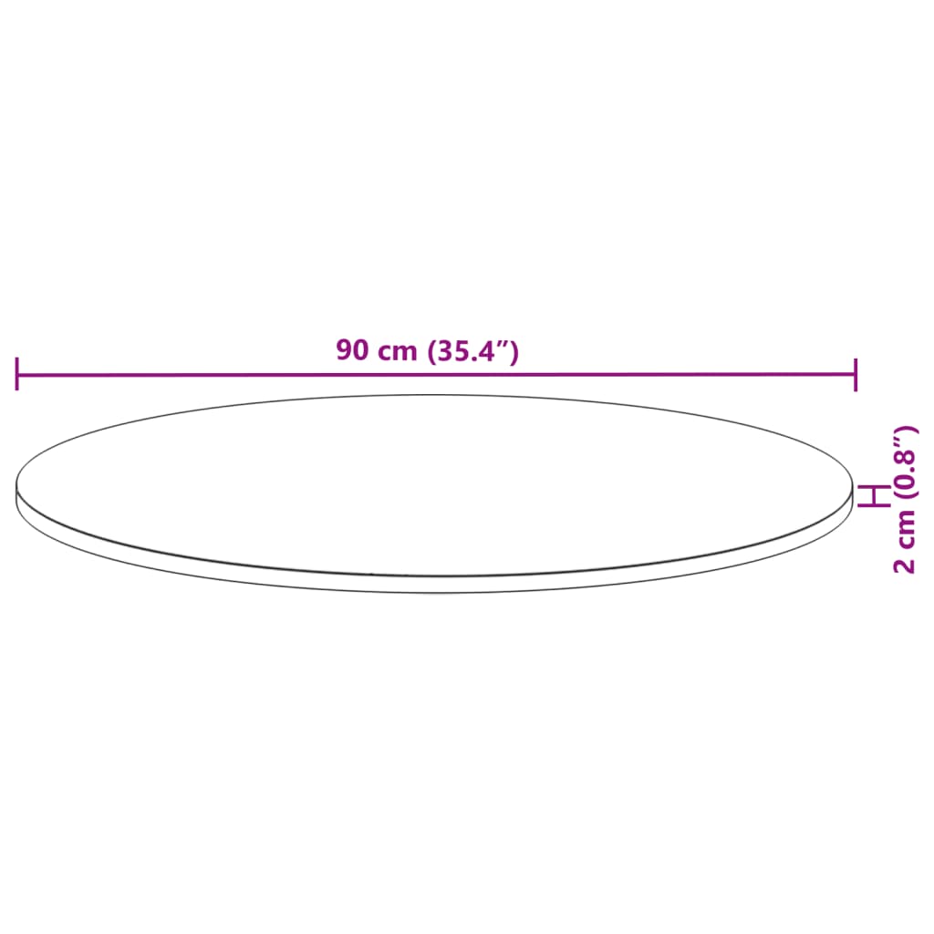 vidaXL Tischplatte Rund Ø90x2 cm Massivholz Akazie