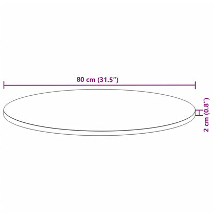 vidaXL Tischplatte Rund Ø80x2 cm Massivholz Akazie