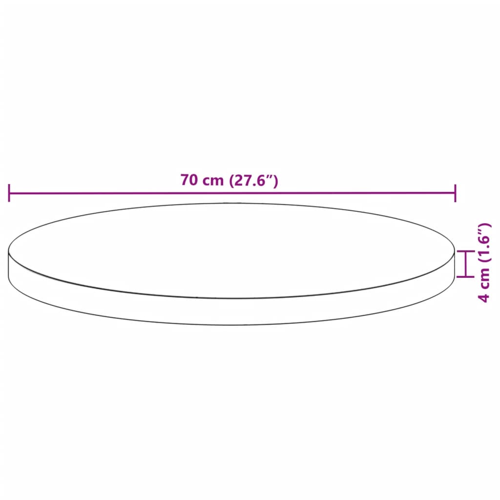 vidaXL Tischplatte Rund Ø70x4 cm Massivholz Akazie