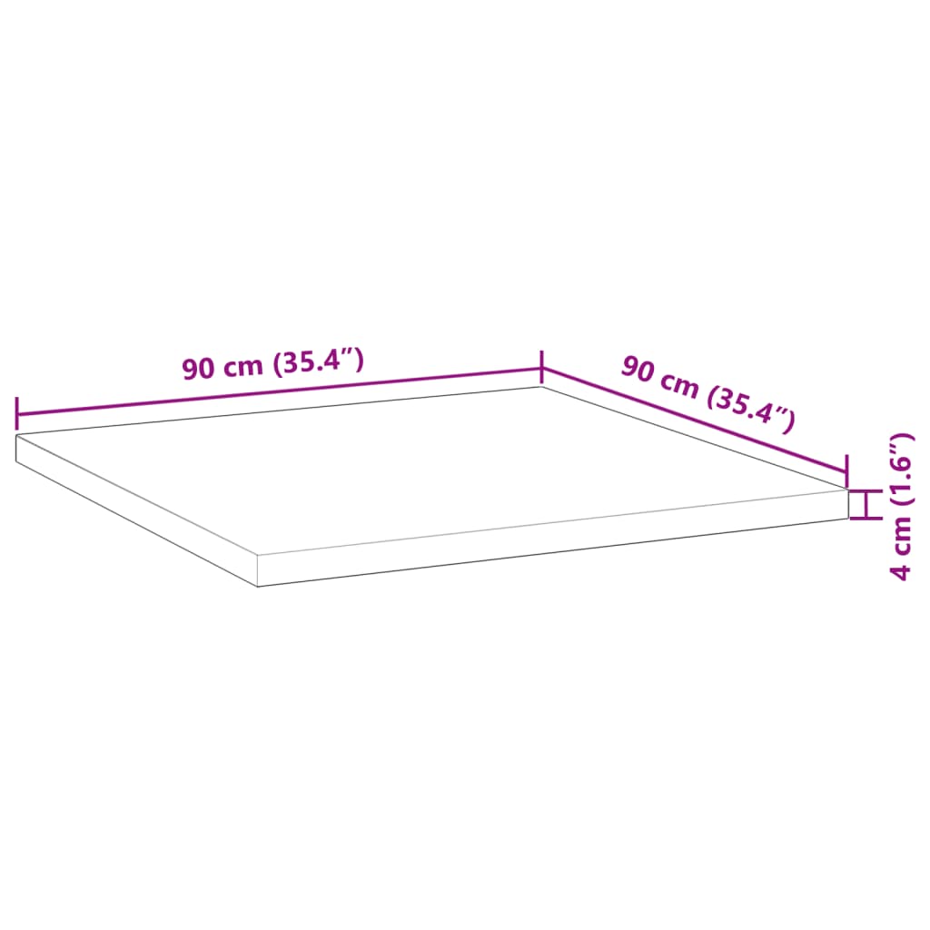 vidaXL Plateau de table carré 90x90x4 cm Bois d'acacia massif