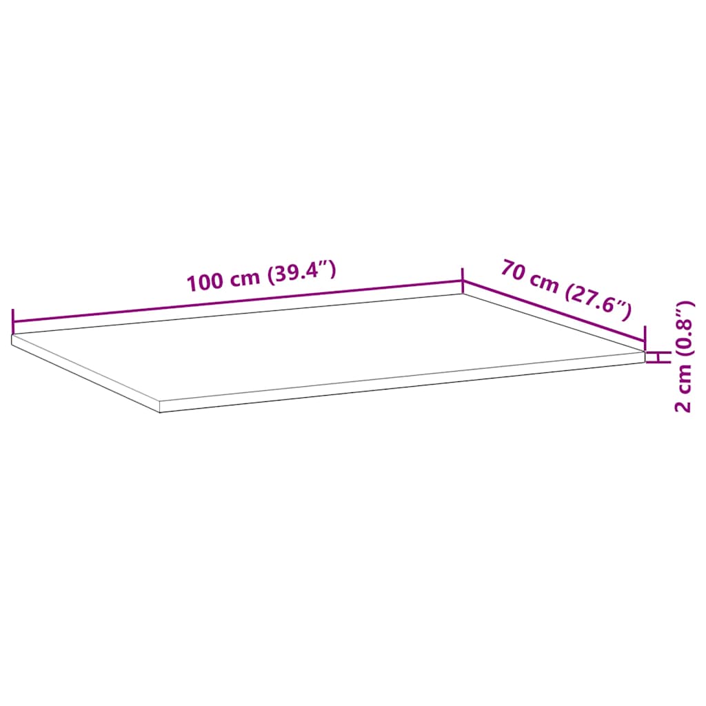 vidaXL Tischplatte Rechteckig 100x70x2 cm Massivholz Akazie