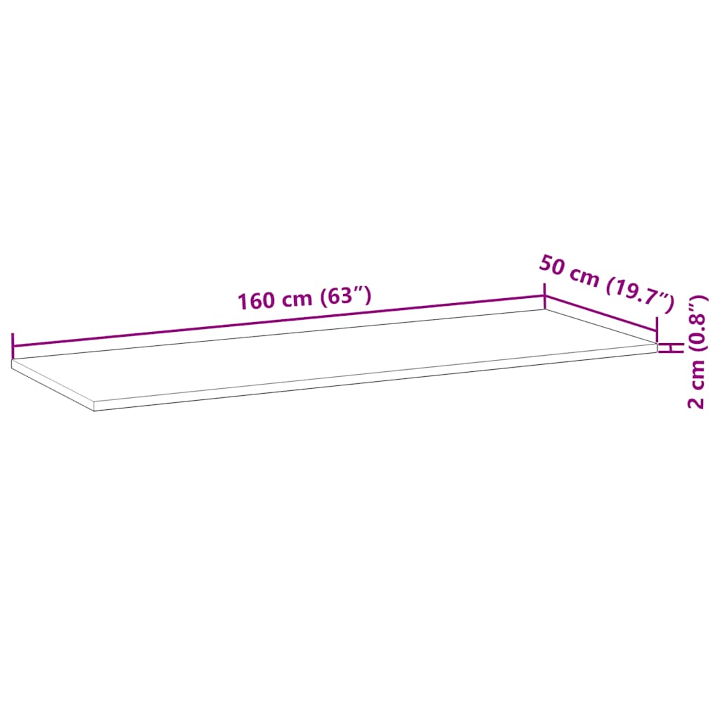 vidaXL Plateau de table rectangulaire 160x50x2 cm Bois d'acacia massif