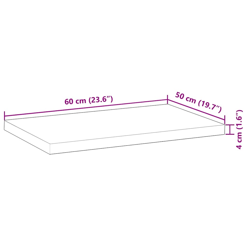 vidaXL Tischplatte Rechteckig 60x50x4 cm Massivholz Akazie