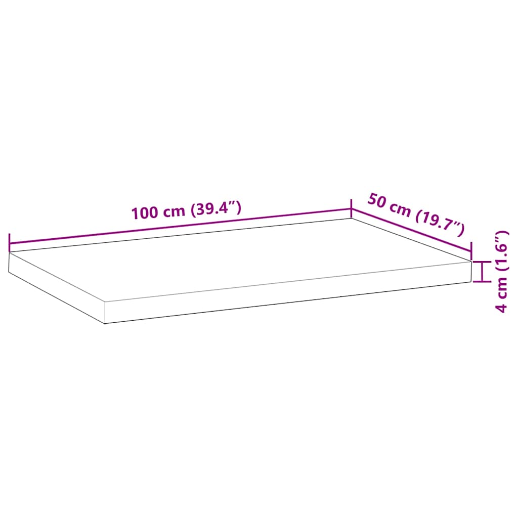 vidaXL Tischplatte Rechteckig 100x50x4 cm Massivholz Akazie
