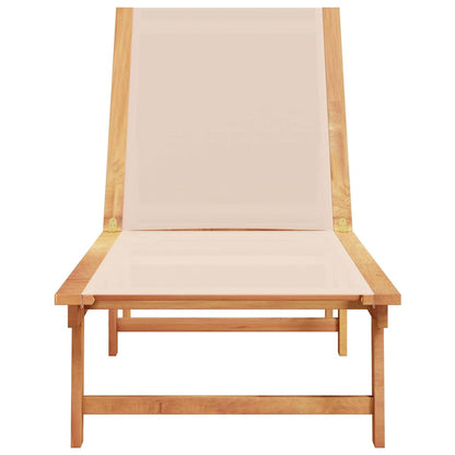 Sonnenliege Creme Massivholz Akazie und Textilene