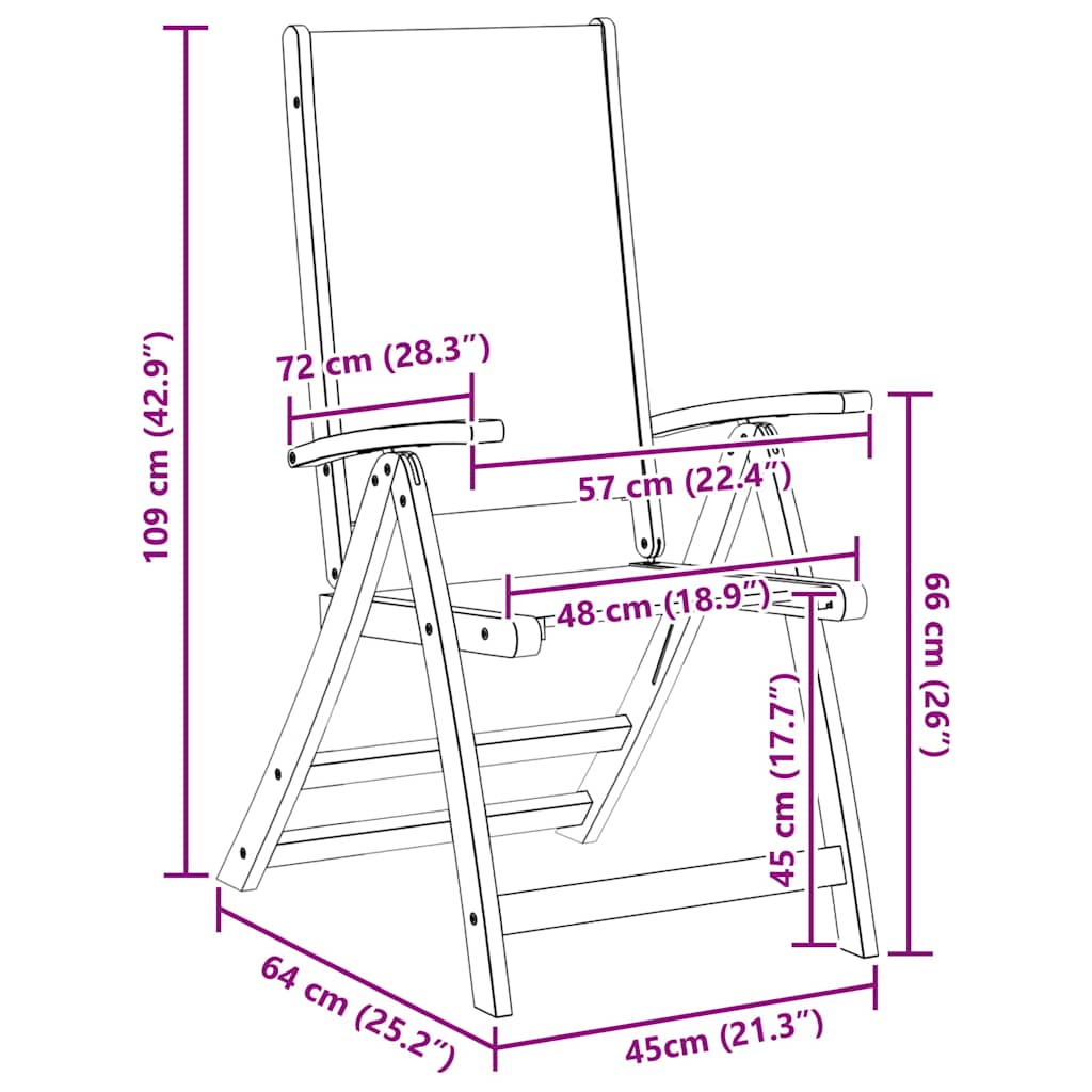 vidaXL Chaises de jardin 2 pcs Pliables Bois d'acacia massif et textilène