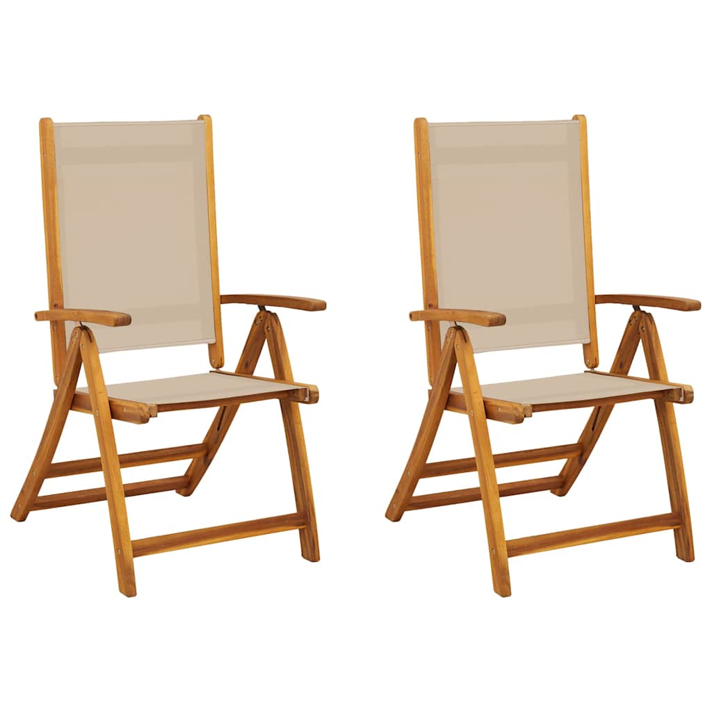 vidaXL Chaises de jardin 2 pcs Pliables Bois d'acacia massif et textilène