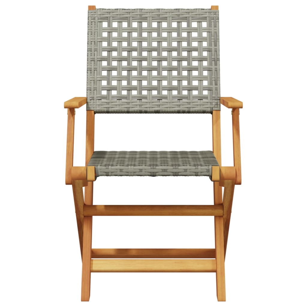vidaXL 5-tlg. Garten-Essgruppe Grau Poly Rattan und Massivholz