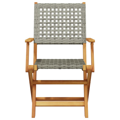 vidaXL 5-tlg. Garten-Essgruppe Grau Poly Rattan und Massivholz
