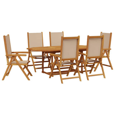 vidaXL 7-tlg. Garten-Essgruppe Stoff und Massivholz Beige
