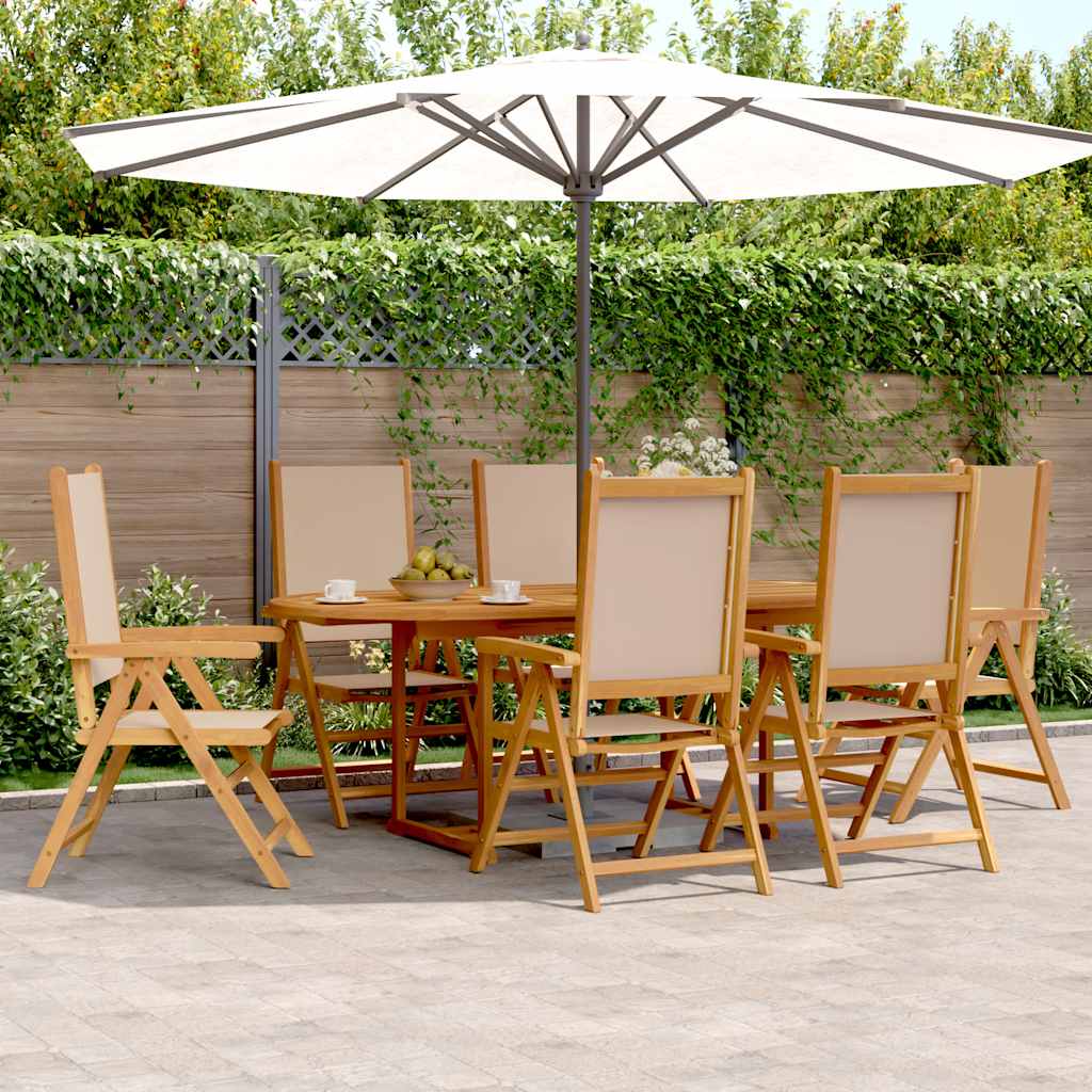 vidaXL 7-tlg. Garten-Essgruppe Stoff und Massivholz Beige