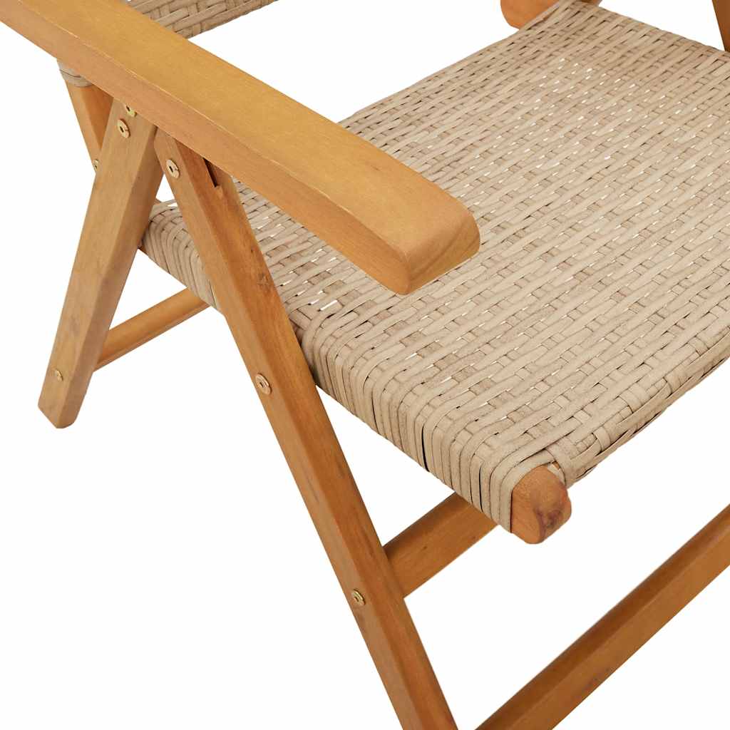 vidaXL 7-tlg. Garten-Essgruppe Poly Rattan und Massivholz Beige