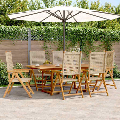 vidaXL 7-tlg. Garten-Essgruppe Poly Rattan und Massivholz Beige