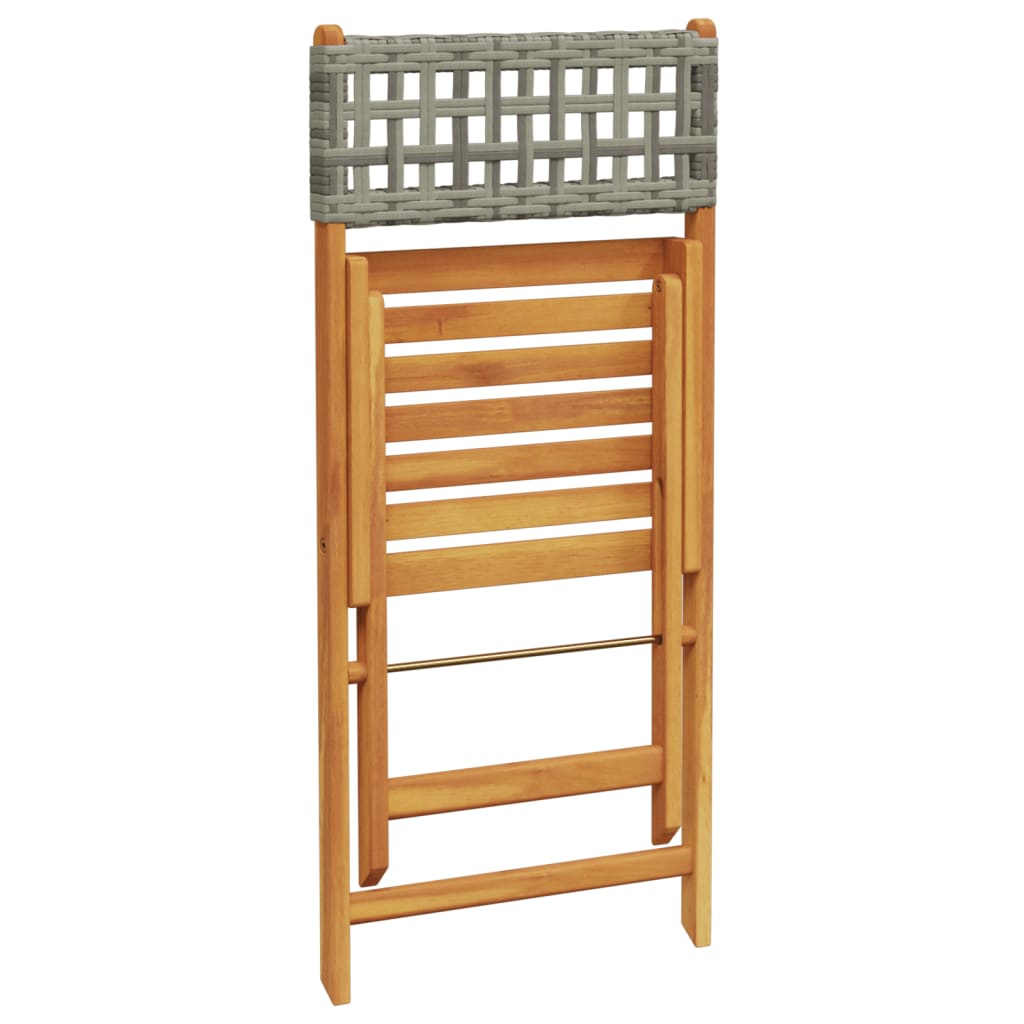 vidaXL 5-tlg. Garten-Essgruppe Grau Poly Rattan und Massivholz
