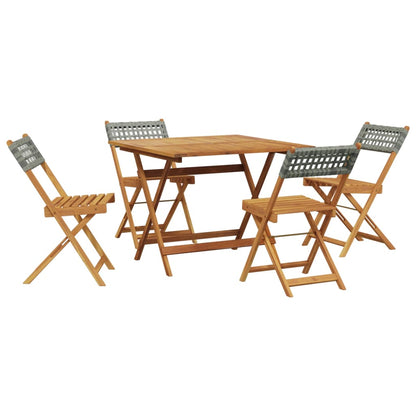 vidaXL 5-tlg. Garten-Essgruppe Grau Poly Rattan und Massivholz