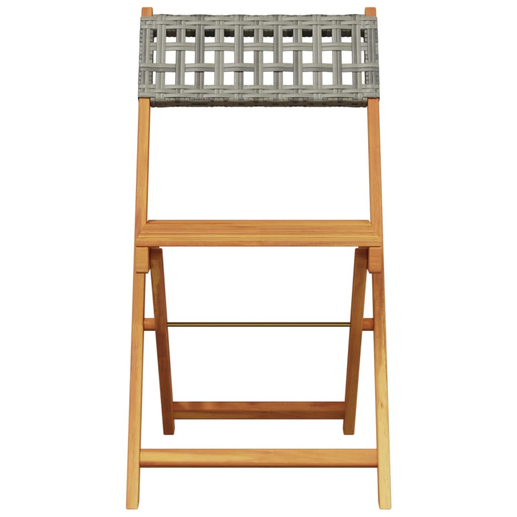 vidaXL 5-tlg. Garten-Essgruppe Grau Poly Rattan und Massivholz