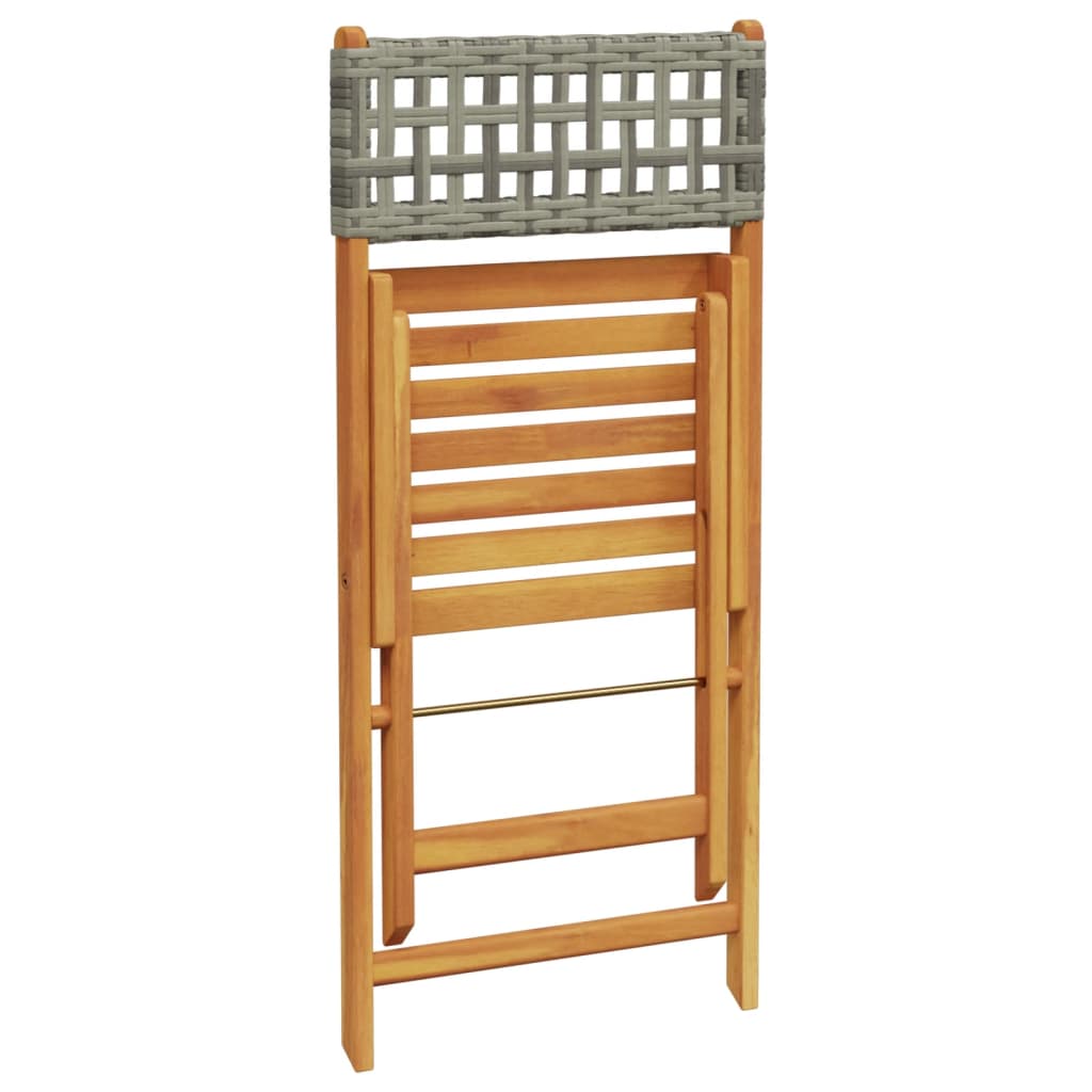 vidaXL 5-tlg. Garten-Essgruppe Grau Poly Rattan und Massivholz