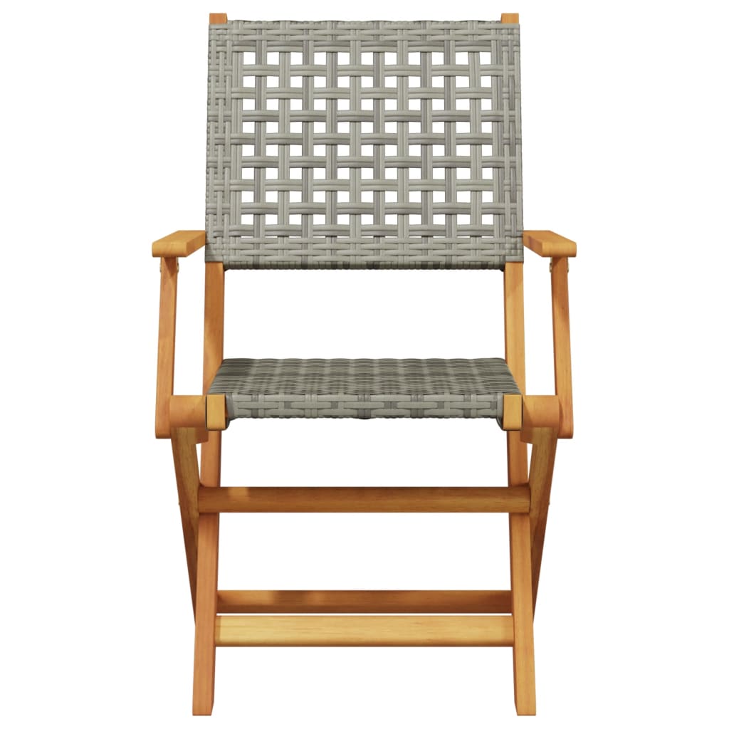 vidaXL 5-tlg. Garten-Essgruppe Grau Poly Rattan und Massivholz