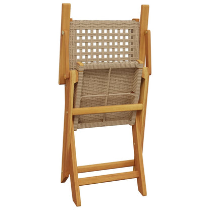 vidaXL 5-tlg. Garten-Essgruppe Beige Poly Rattan und Massivholz