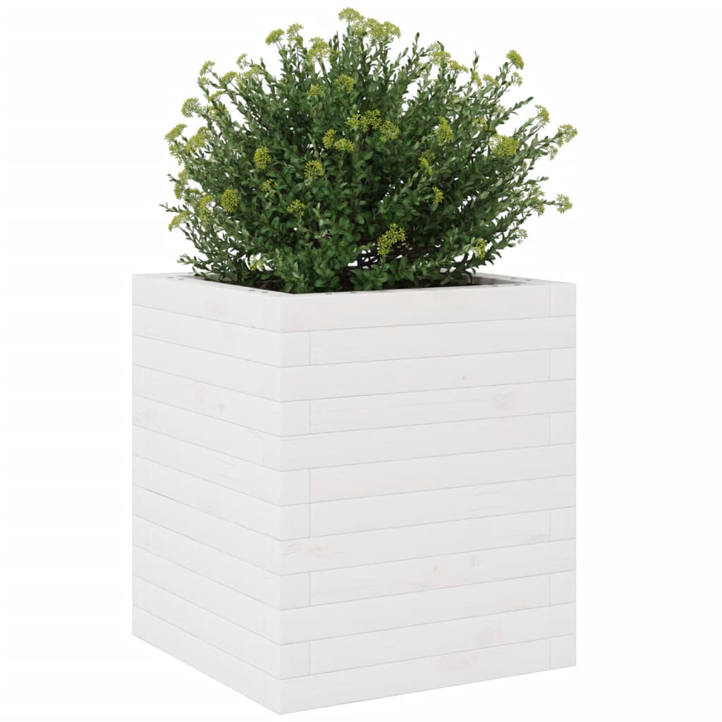 vidaXL Pflanzkübel Weiß 40x40x46 cm Massivholz Kiefer