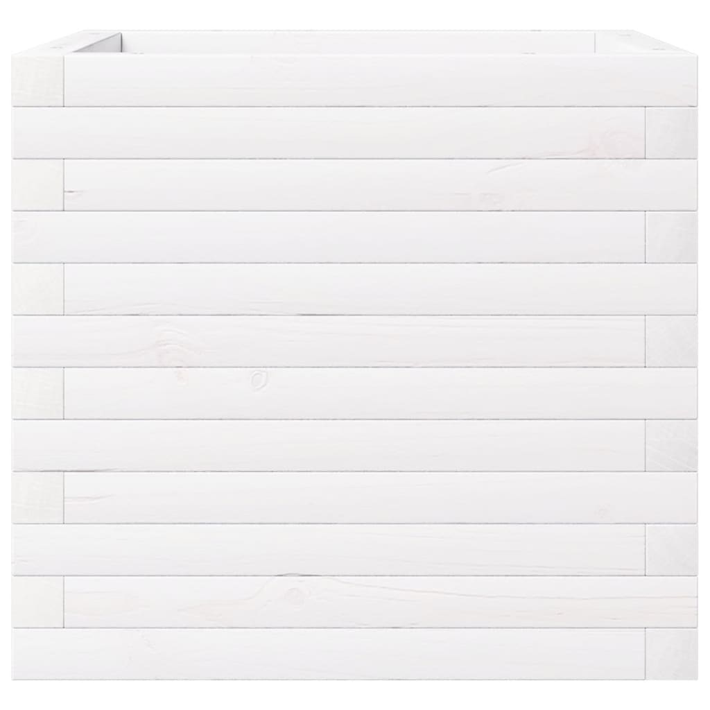 vidaXL Pflanzkübel Weiß 50x50x46 cm Massivholz Kiefer