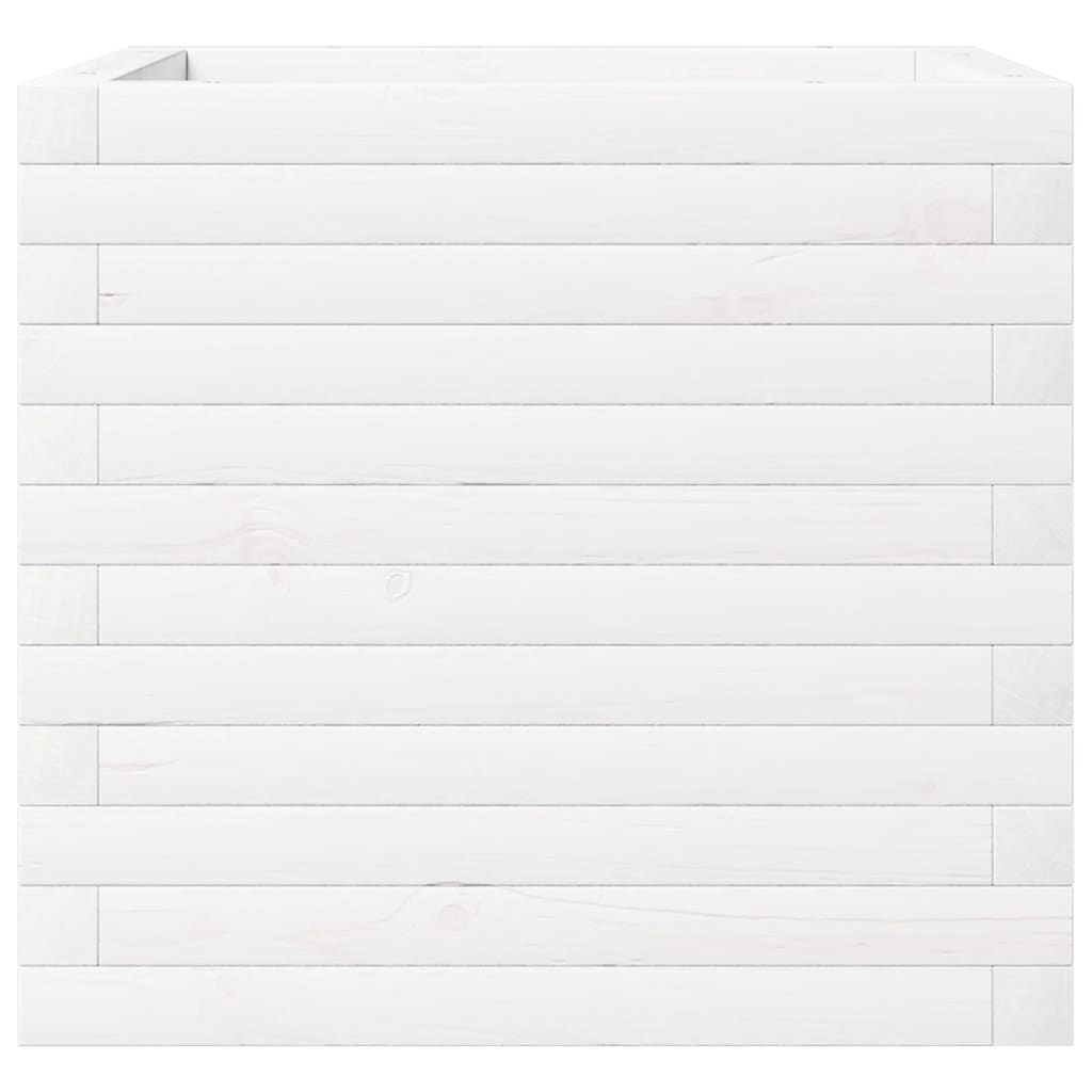 vidaXL Pflanzkübel Weiß 50x50x46 cm Massivholz Kiefer