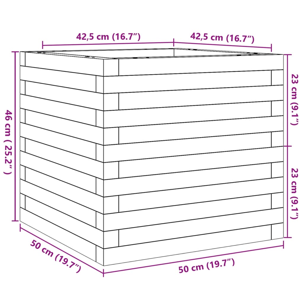 vidaXL Pflanzkübel Wachsbraun 50x50x46 cm Massivholz Kiefer
