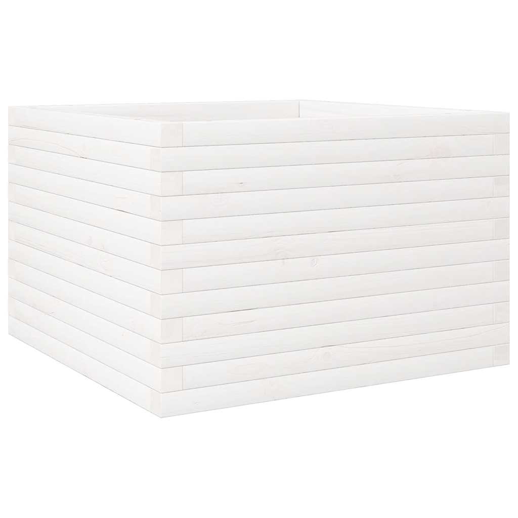 vidaXL Pflanzkübel Weiß 70x70x46 cm Massivholz Kiefer