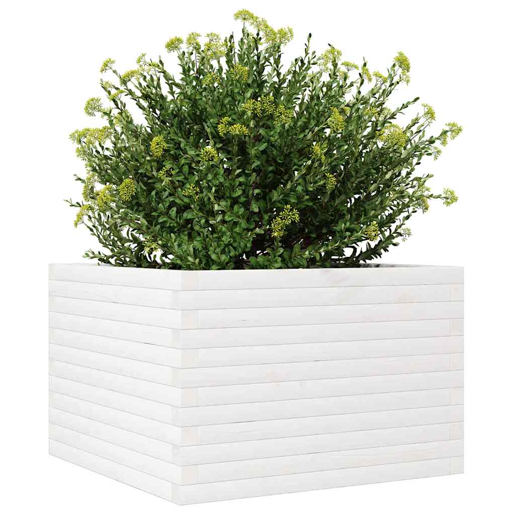 vidaXL Pflanzkübel Weiß 70x70x46 cm Massivholz Kiefer
