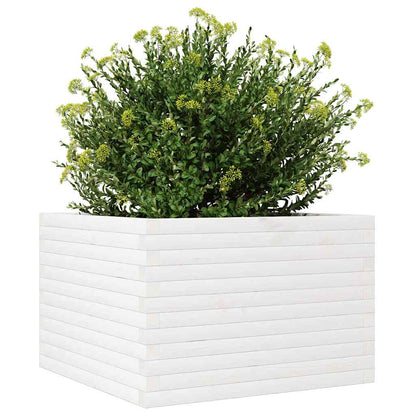 vidaXL Pflanzkübel Weiß 70x70x46 cm Massivholz Kiefer