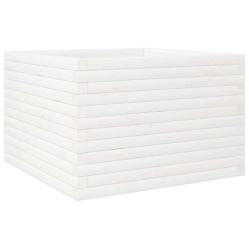 vidaXL Pflanzkübel Weiß 70x70x46 cm Massivholz Kiefer