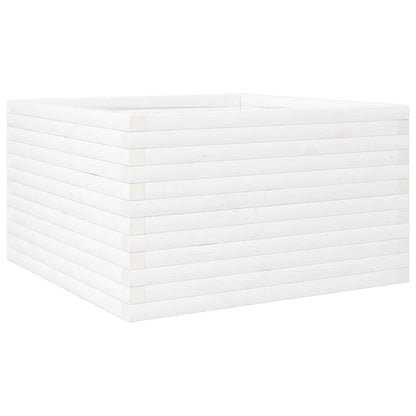 vidaXL Pflanzkübel Weiß 80x80x46 cm Massivholz Kiefer