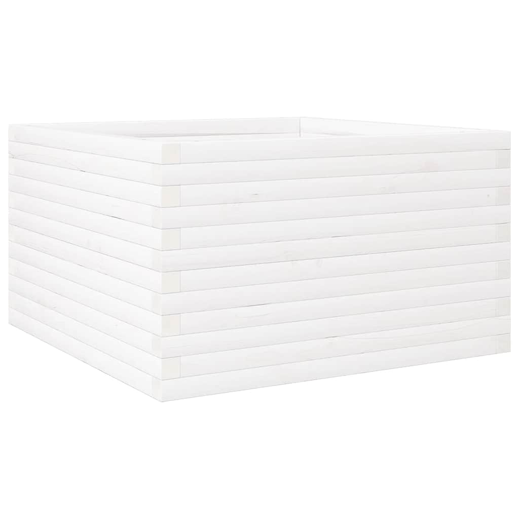 vidaXL Pflanzkübel Weiß 80x80x46 cm Massivholz Kiefer