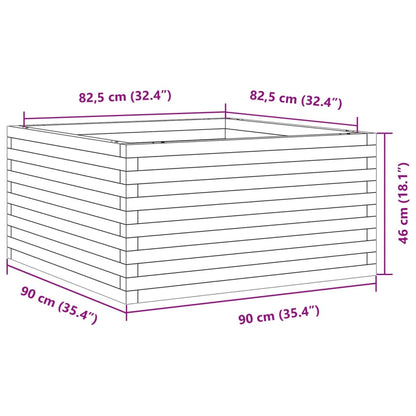 vidaXL Pflanzkübel Wachsbraun 90x90x46 cm Massivholz Kiefer