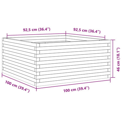 vidaXL Pflanzkübel Weiß 100x100x46 cm Massivholz Kiefer