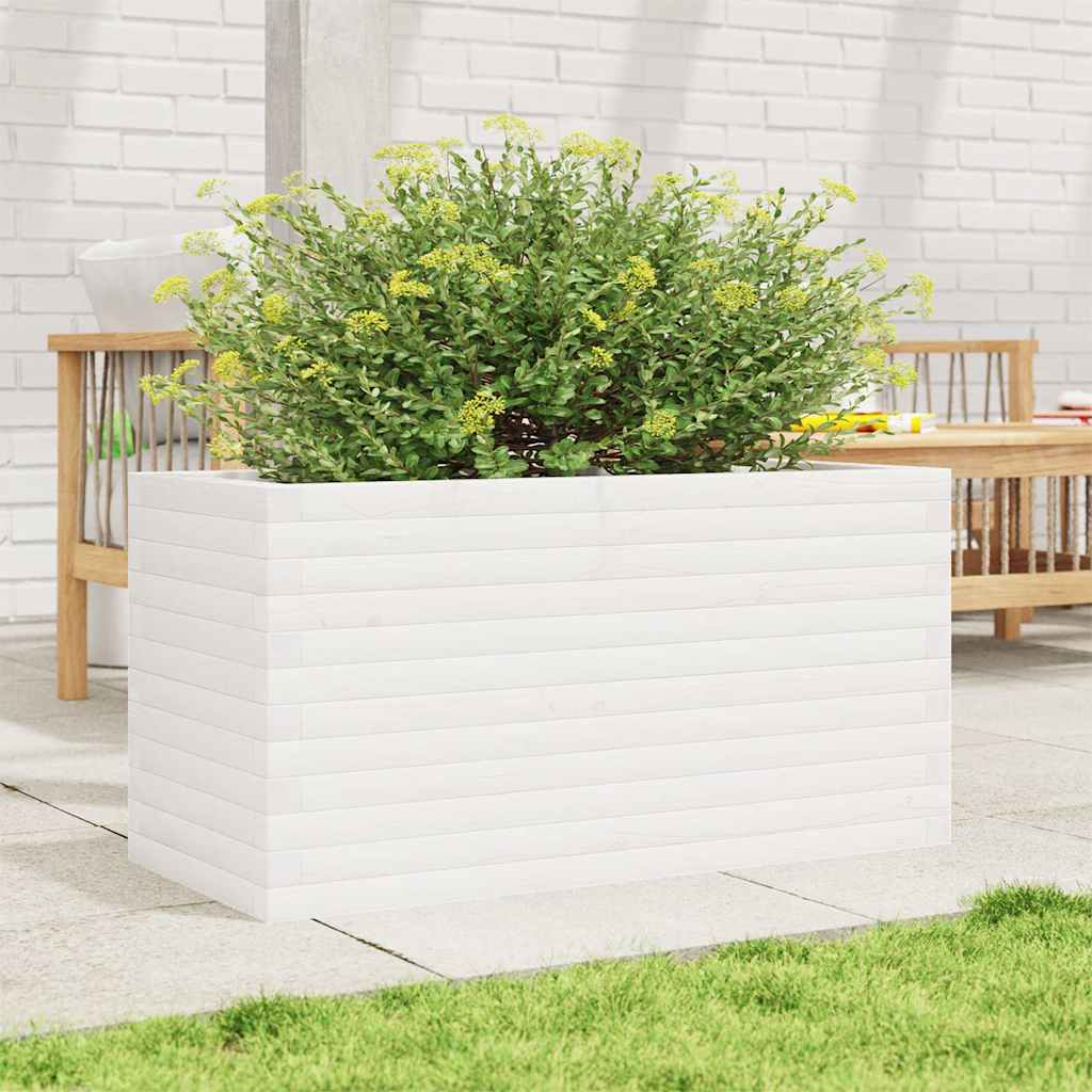 vidaXL Jardinière blanc 90x40x46 cm bois de pin massif