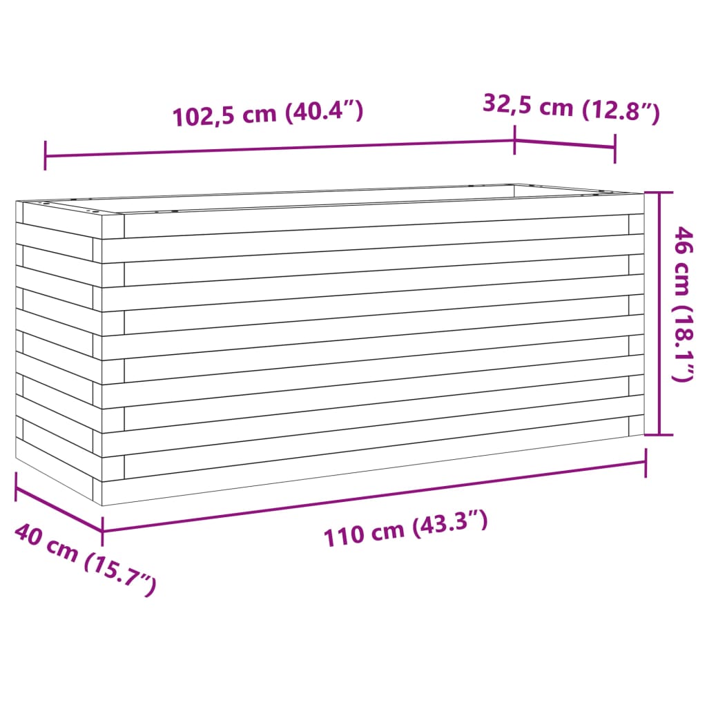 vidaXL Pflanzkübel Wachsbraun 110x40x46 cm Massivholz Kiefer