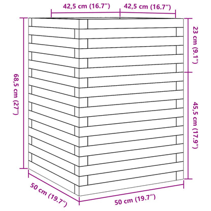 vidaXL Pflanzkübel Weiß 50x50x68,5 cm Massivholz Kiefer