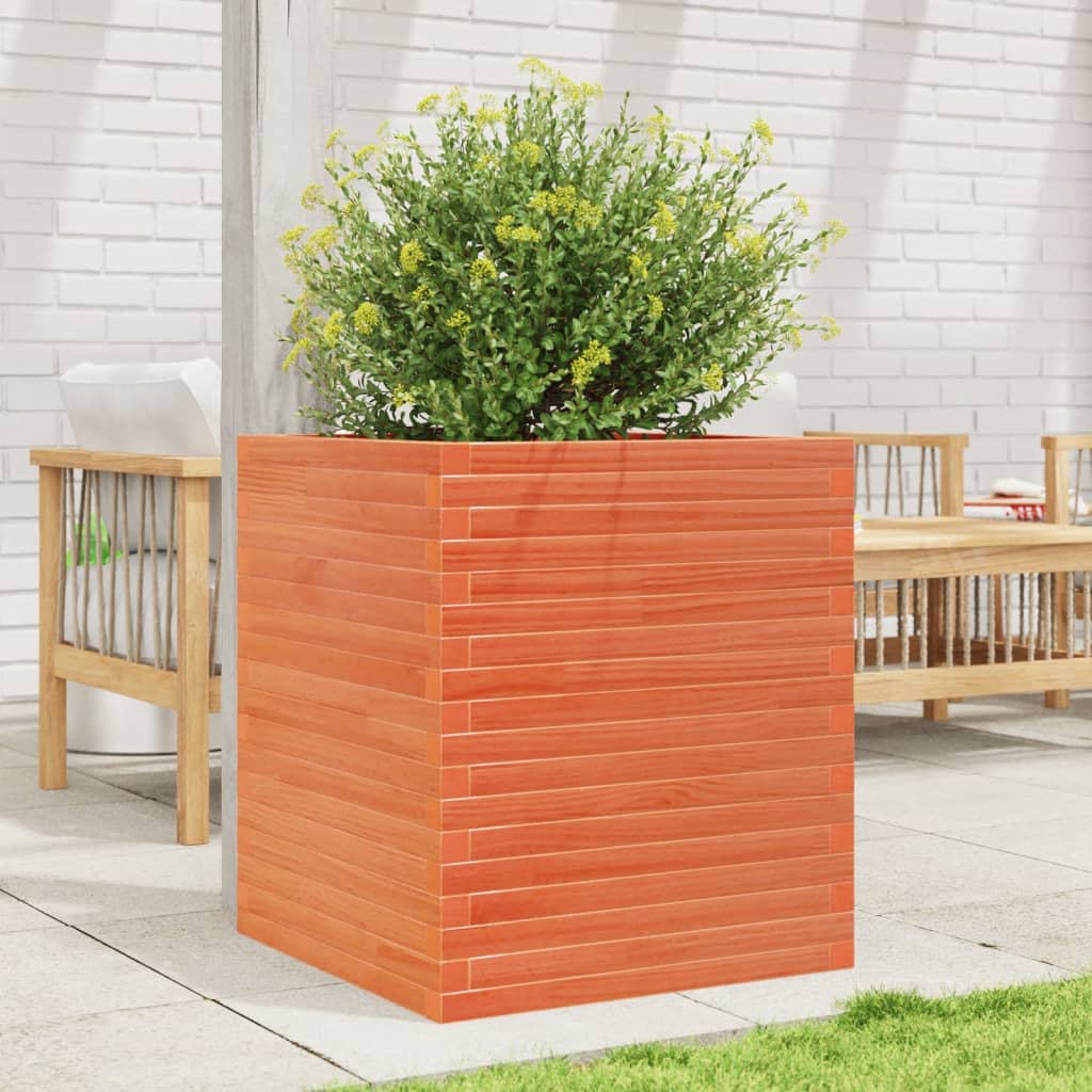 vidaXL Pflanzkübel Wachsbraun 60x60x68,5 cm Massivholz Kiefer