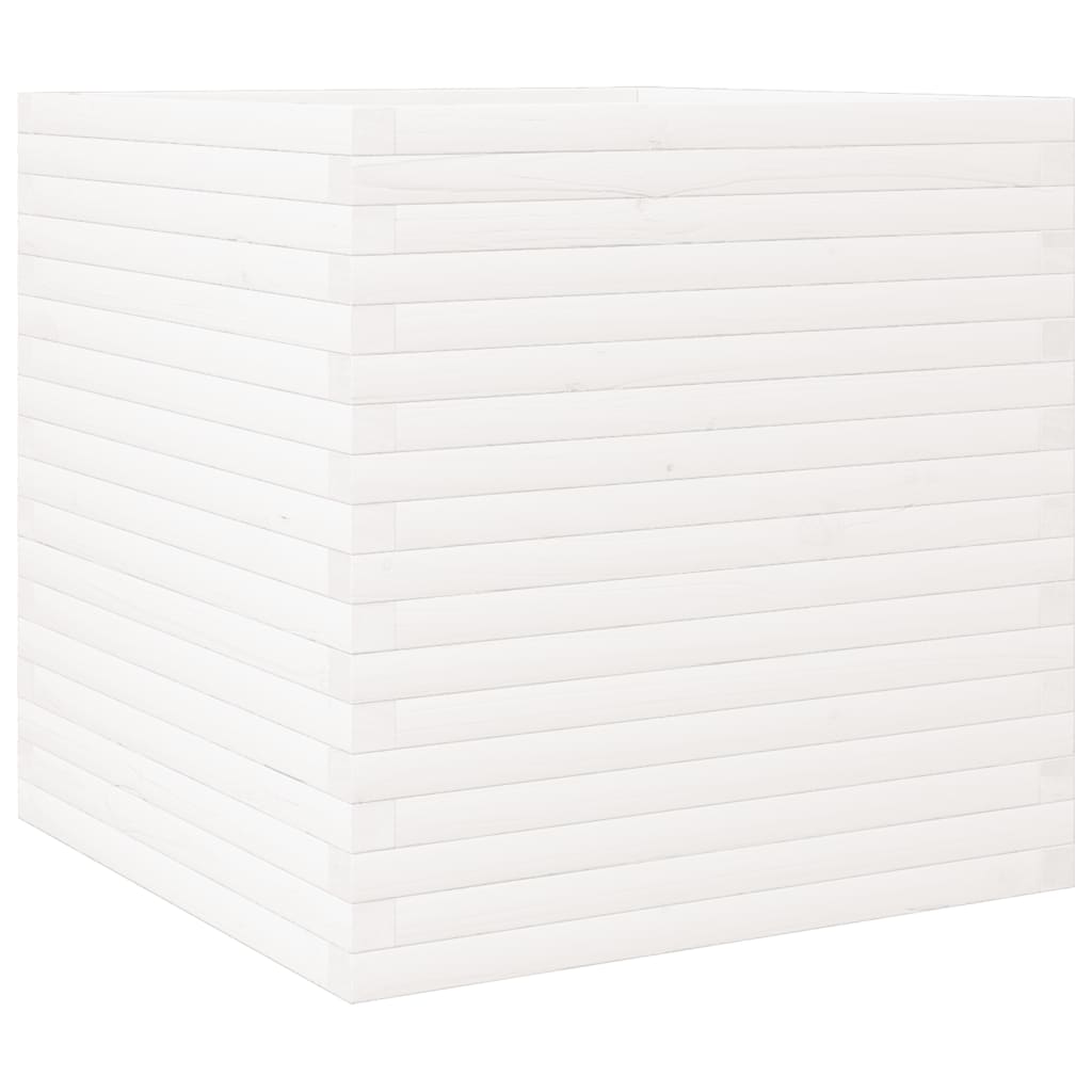 vidaXL Pflanzkübel Weiß 70x70x68,5 cm Massivholz Kiefer