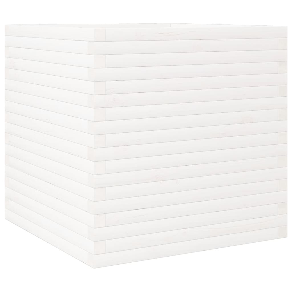 vidaXL Pflanzkübel Weiß 70x70x68,5 cm Massivholz Kiefer